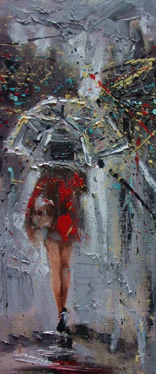 " CHRISTMAS CITY LIGHTS :) " original painting CITY palette knife GIFT CHRISTMAS by Monika Luniak