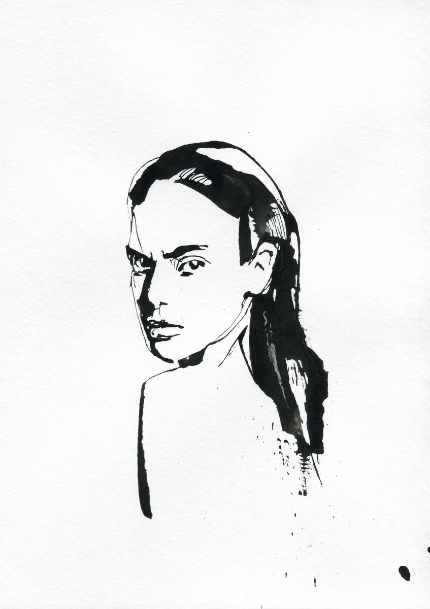 Woman ink portrait number 9 by Alexander Moldavanov