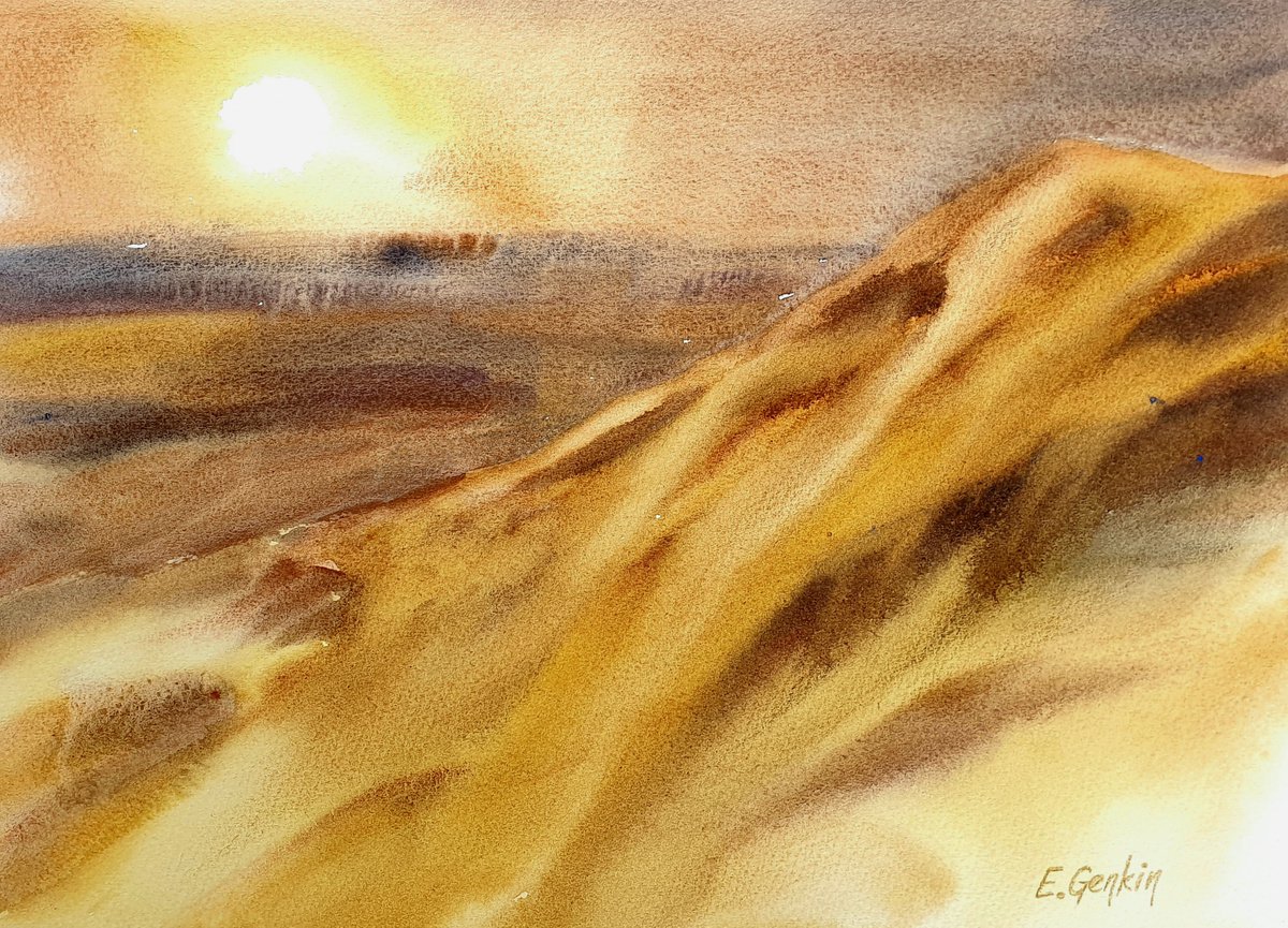 Impressionistic Watercolour , Desert Iv By Elena Genkin, 15 X 11, Artwork For Sale On Artfinder