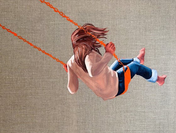 Back to Childhood - Woman on Swing Female Figure Painting