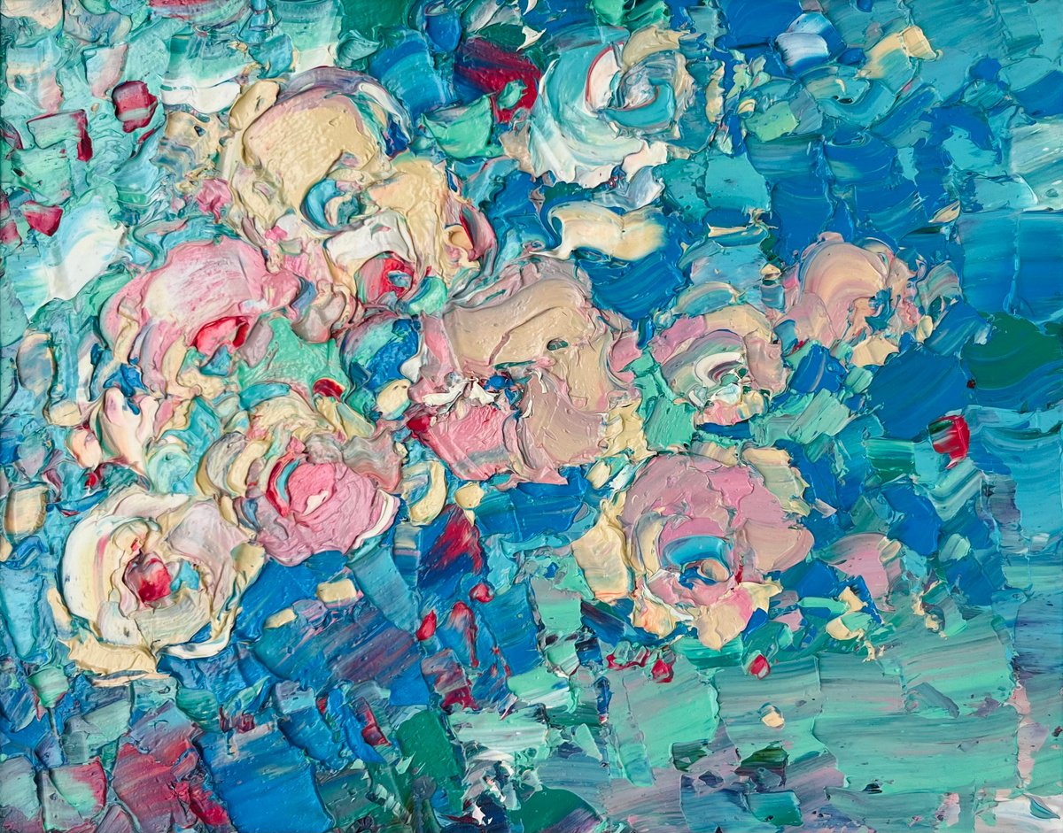 Abstract Botanical Oil Painting By Svitlana Andriichenko, 12 X 9", Summer Heat, Original Artwork