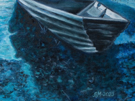 MOONLIGHT LANDSCAPE WITH A BOAT by Vera Melnyk