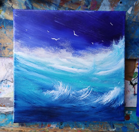 Surf Seas, seascape, blue, small, gorgeous