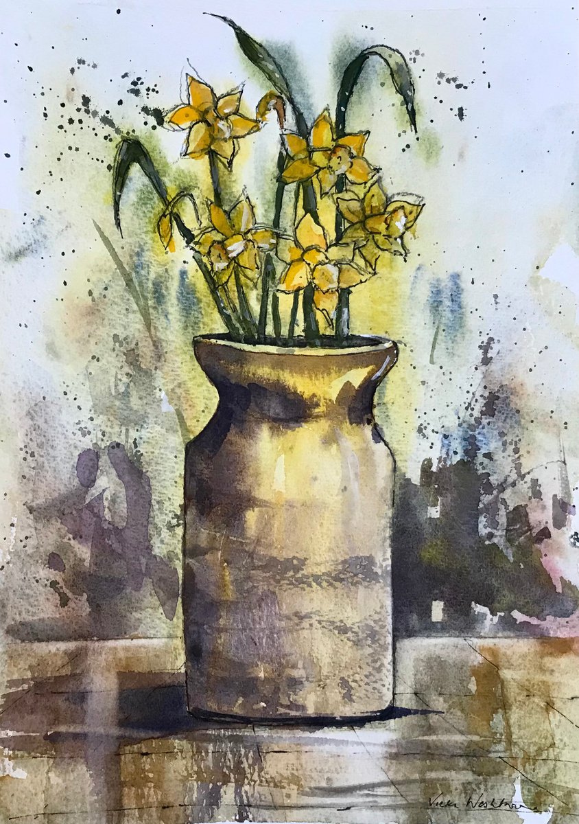 Pot of Daffodils by Vicki Washbourne