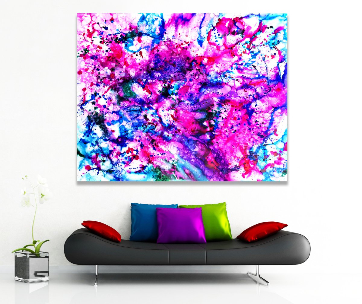 Organic Abstract Painting By Estelle Asmodelle, 59 X 47, Colour Encounter, Original Artwork
