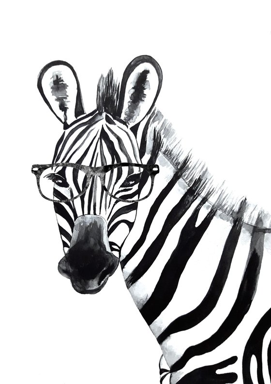 Zebra with glasses
