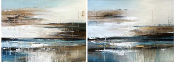 Azure Shores Diptych