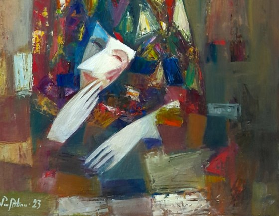 The Clown (48x65cm, oil painting, ready to hang)