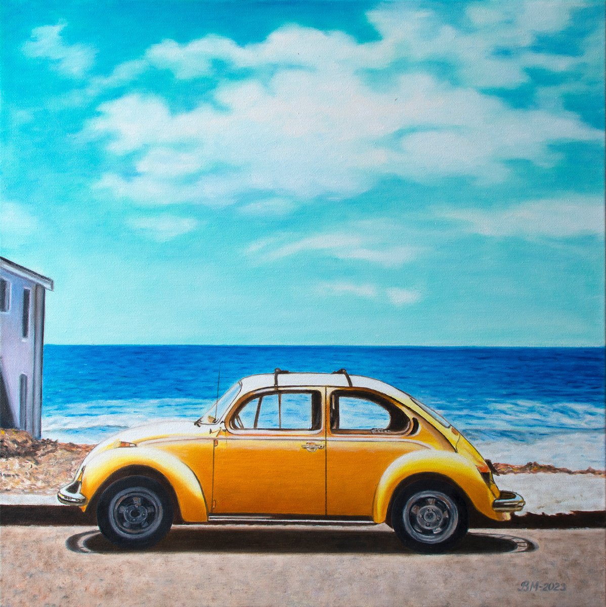 Impressionistic Landscape Oil Painting By Vera Melnyk, 20 X 20", Where The Sky Kisses The Ocean By Vera Melnyk (Original Oil On Canvas, Holidays In California, Modern Home Decor, Holiday Art, Wall Decor, Minimalism), Artfinder