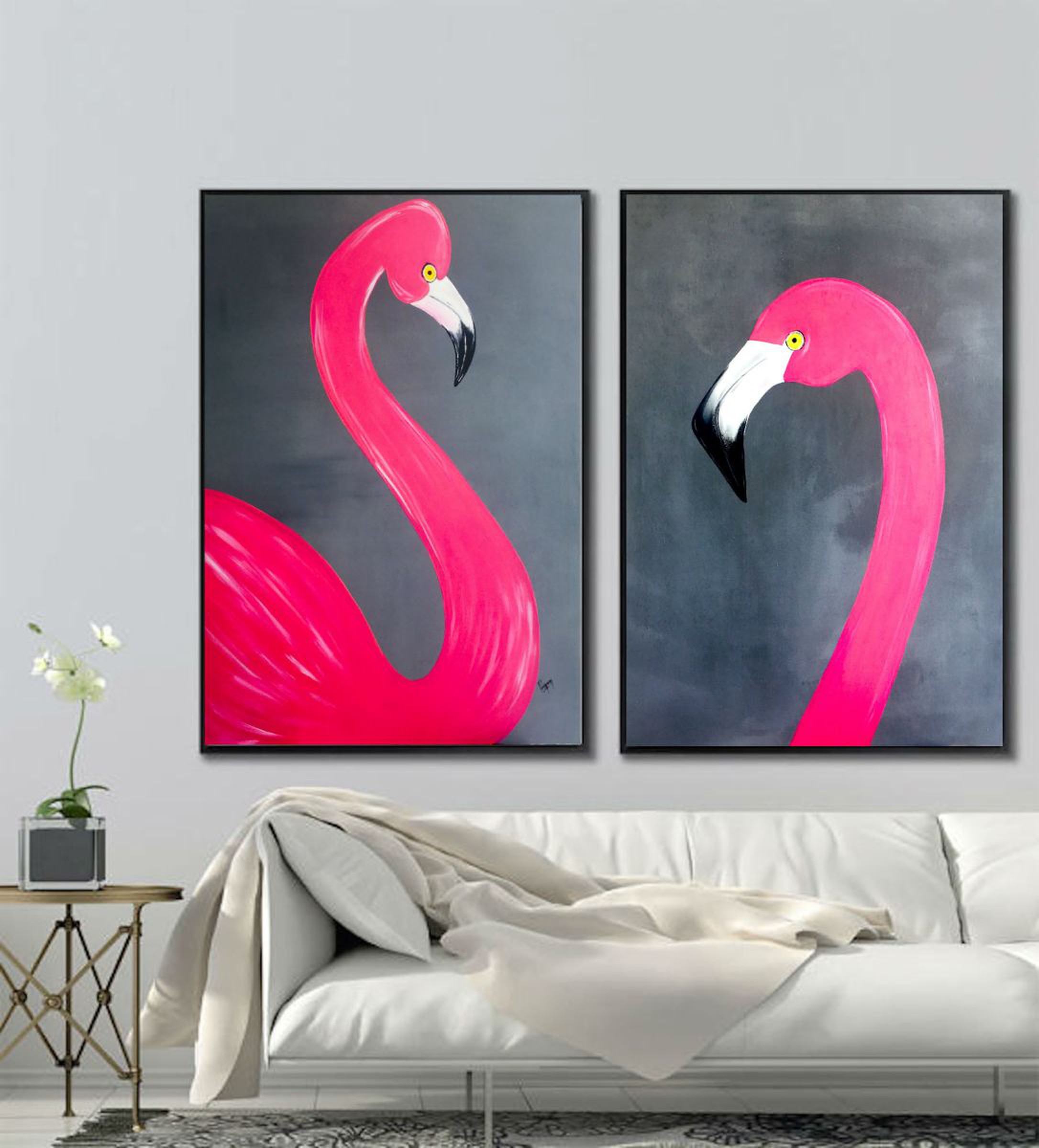 Flamingo Art Pink Flamingo Painting Pink Swan Or Artfinder