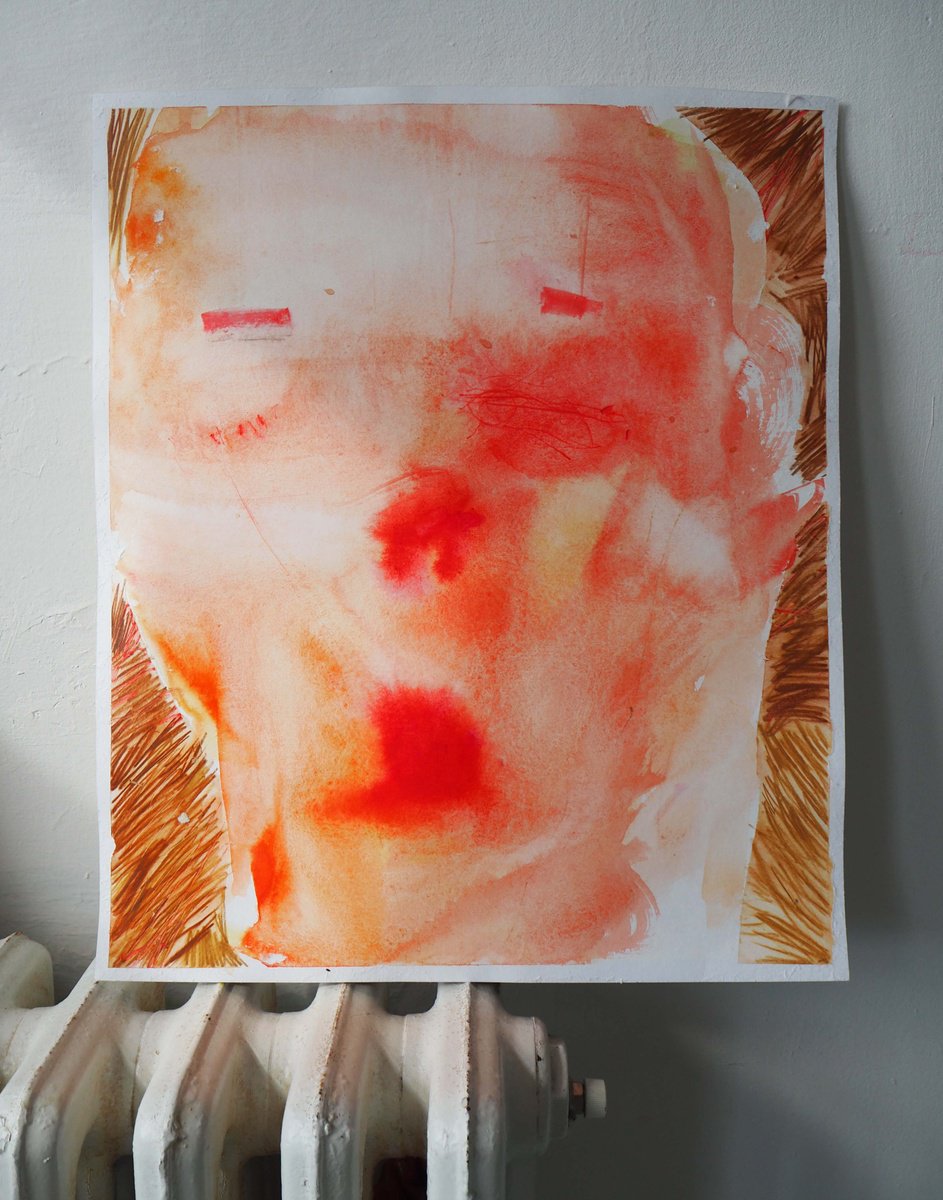 Expressive Portrait Acrylic Painting By Cynthia Gregorova, 19 X 24, Just Imagine Iv, Original Artwork