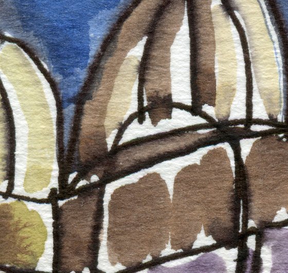 Basilica; Original Watercolour ACEO