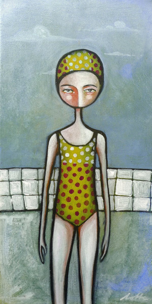 Girl in a polka dot bathing suit by Lotte Teussink