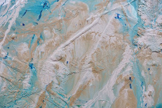 Point Break 140cm x 180cm Blue Cream Textured Abstract Art