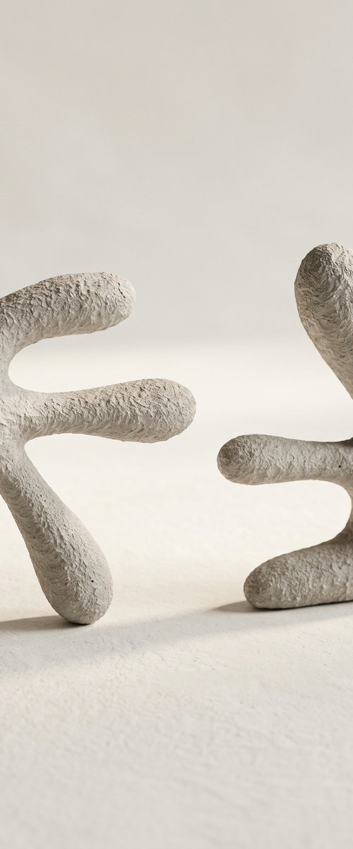 Leaf Book End Sculptures - White Stone by Shadia Sabagh