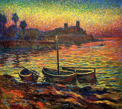 "Evening over Antibes" Antibes. France. 90.100cm by Andrii Chebotaru