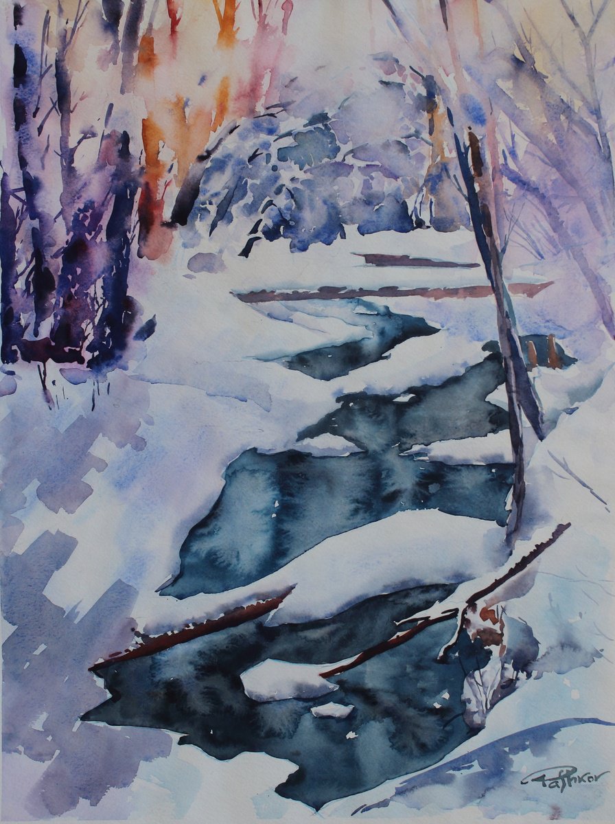Impressionistic Watercolour , Early Spring By Yurii Pashkov, 15 X 20, Artwork For Sale On Artfinder