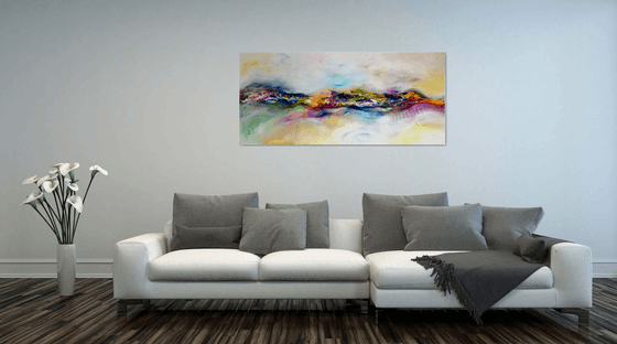 Fairy hills XXL 204X92 cm  unstretched painting, palette knife FREE SHIPPING