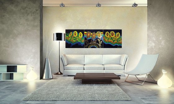 " Sunflowers "  ( Triptych )