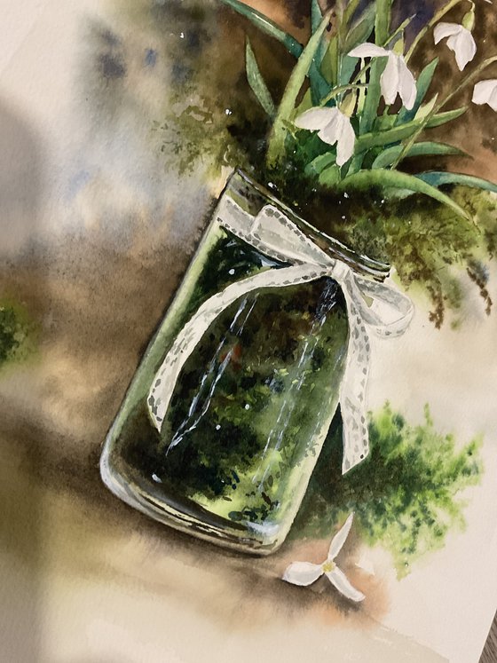 Snowdrops, original watercolour painting