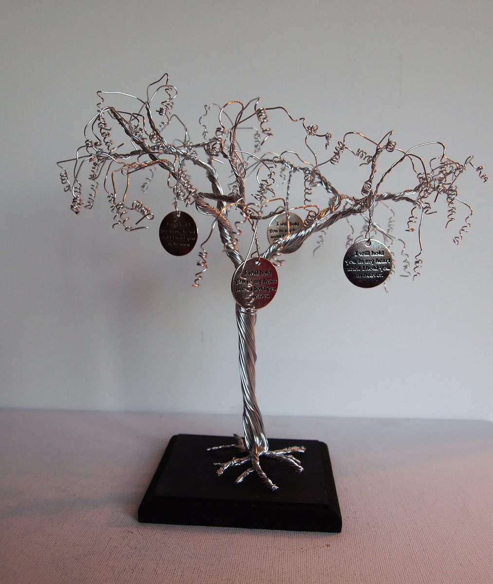 Silver wire, remembrance tree sculpture by Steph Morgan