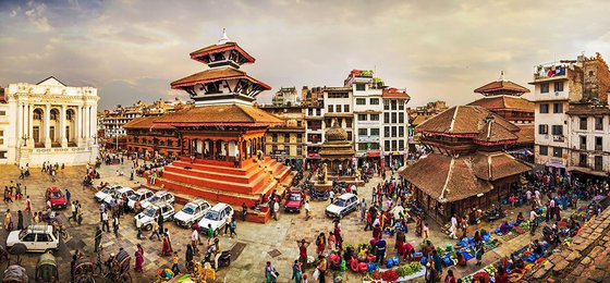 Panoramic view of the Dubar Square, Kathmandu, Nepal