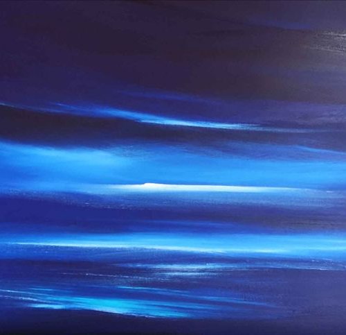 Moonlight Shimmers - Panoramic Seascape by Mel Graham