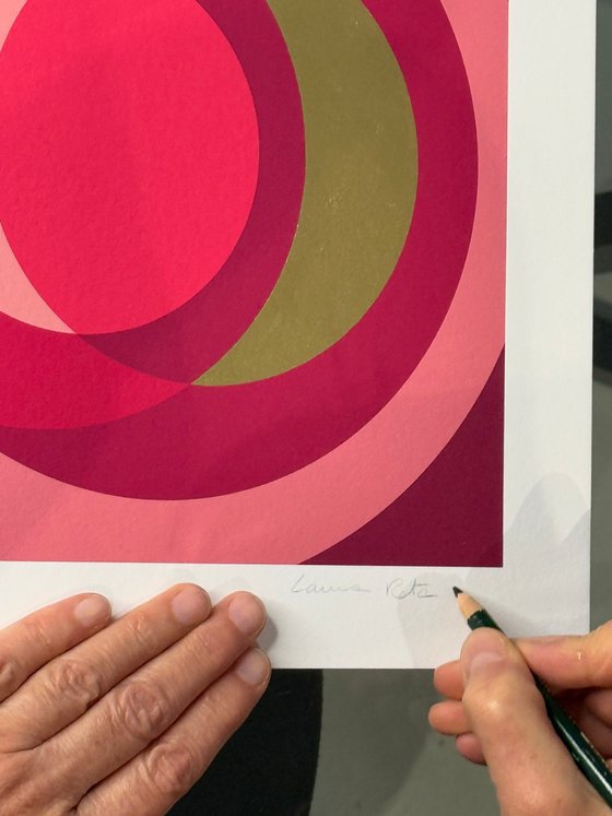 Fine Art Print & Gold painted. Fuchsia