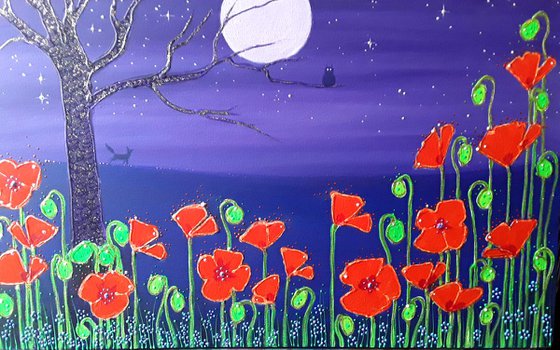 Poppies by the Lilac Moon