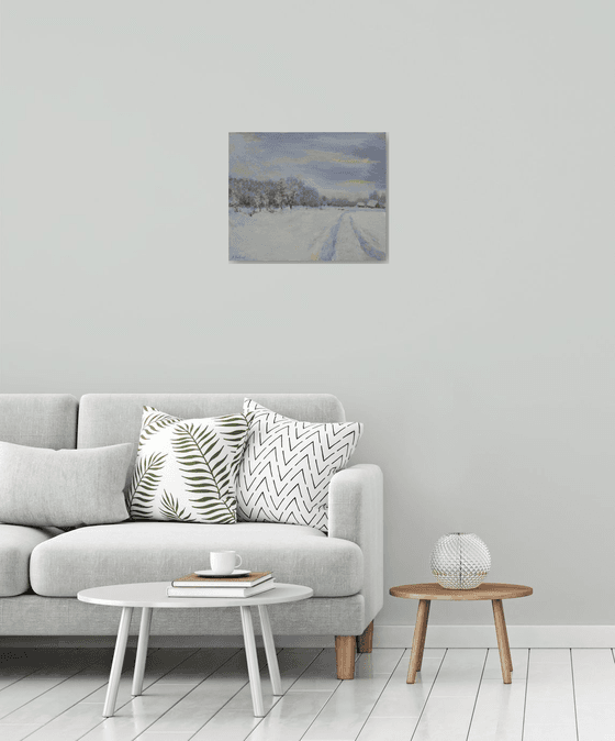 The Snowy Road - winter landscape painting