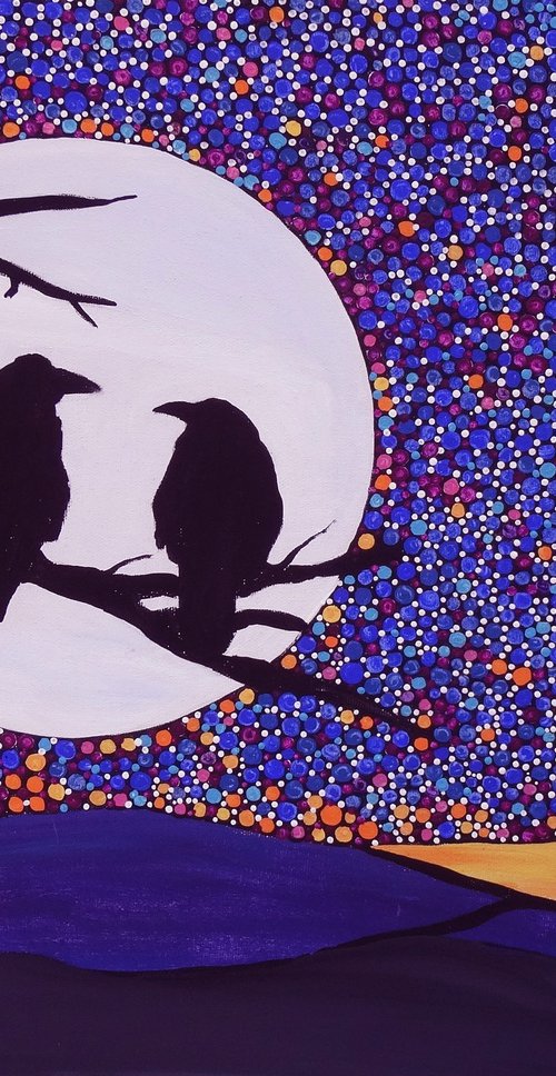 Ravens in moonlight by Rachel Olynuk