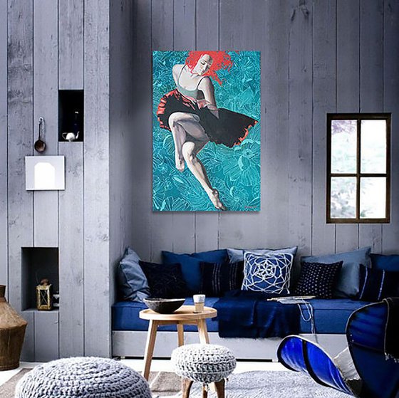 Large format artwork painting Ballet dancer Ballet svg Ballerina modern wall art Large painting for loft Woman dance art