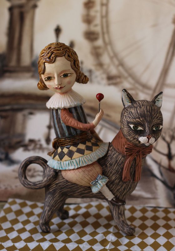 Girl on the cat. From "Le Carousel, Hommage à l'Innocence" project by Elya Yalonetski