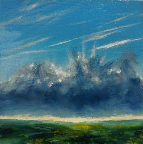 Study : Clouds - landscape #20 - oil on MDF panel by Fabienne Monestier