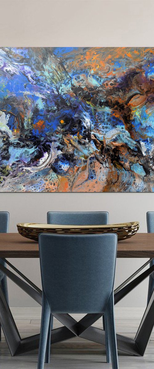 Large abstract painting art - Morning star by Areti Ampi