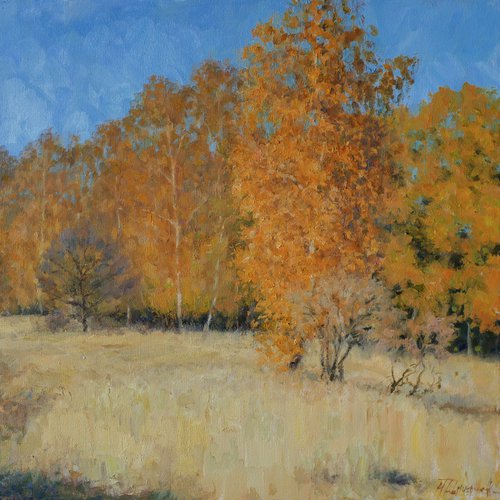 Gold Of Autumn - sunny autumn landscape painting by Nikolay Dmitriev