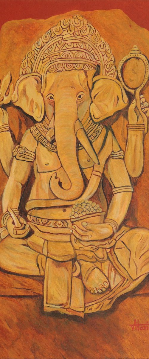Lord Ganesha in Pensive Mood by Ajay Harit