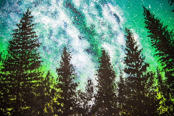 Dream forest under sky