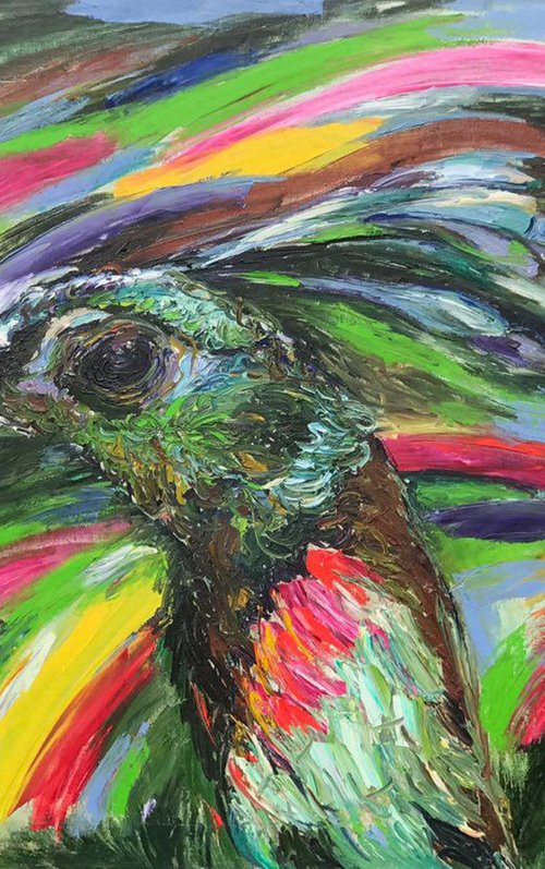 TROPICS. BIRD -  animal art, large size, original oil painting, interior art by Karakhan