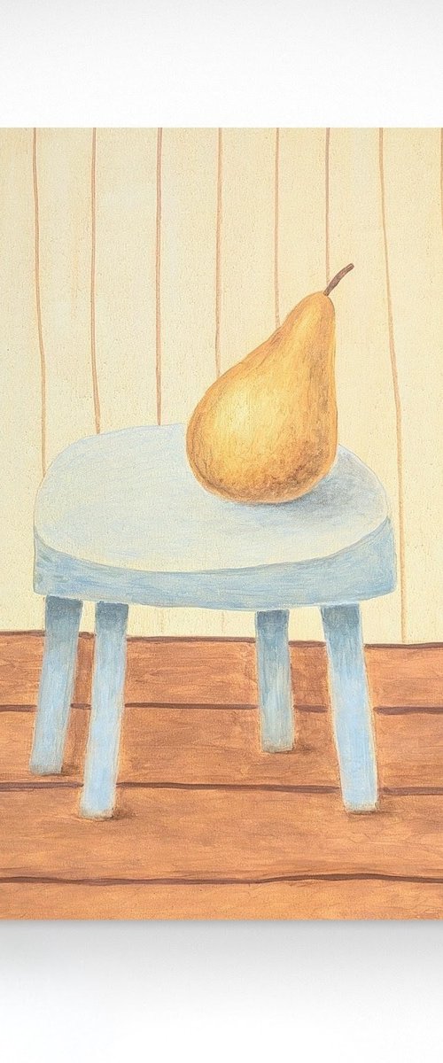 Blue chair and Pear by Yana Dulger