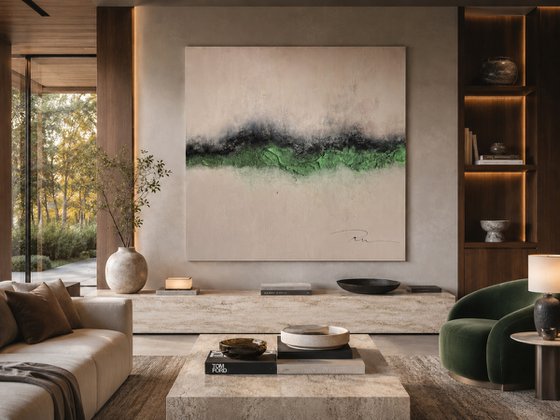 Abstract Evergreen Minimalism in Beige