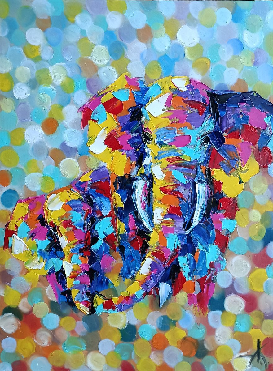 Impressionistic Animal Oil Painting By Anastasia Kozorez, 12 X 16, Under Protection, Original Artwork