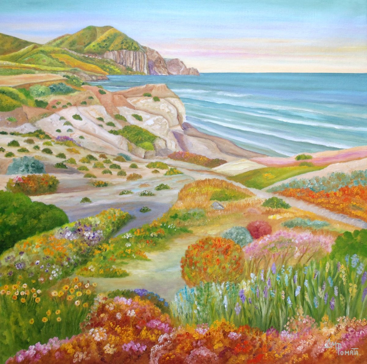 Impressionistic Landscape Oil Painting By Angeles M. Pomata, 24 X 24, Days Of The Rising Tide, Original Artwork