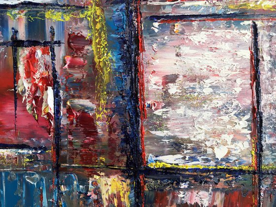 "Keep Your Distance" - FREE USA SHIPPING + Save As A Series - Original PMS Abstract Diptych Oil Paintings On Canvas - 32" x 20"