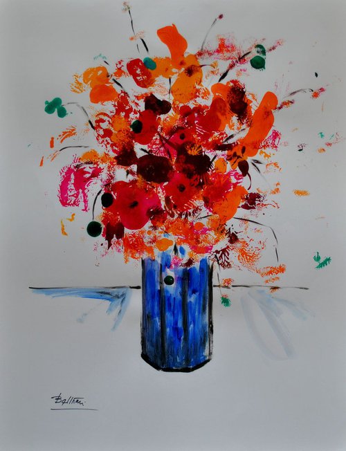Le vase automnal bleu / 19,68x25,59 in.(50x65cm) / 2018 by Pierre-Yves Beltran