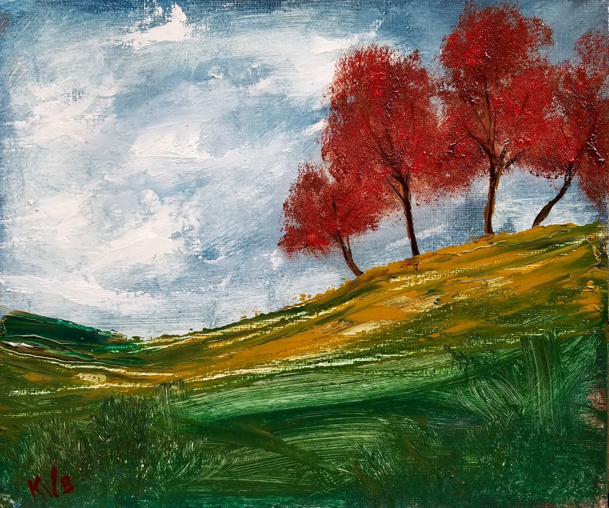 Impressionistic Landscape Oil Painting By Kevin Blake, 12 X 10", Lovers Hill, Original Artwork