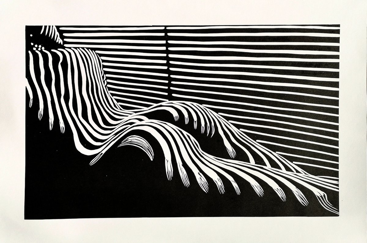 Photorealistic Portrait Linocut By Aneta Gajos, 19 X 13, She, Original Artwork