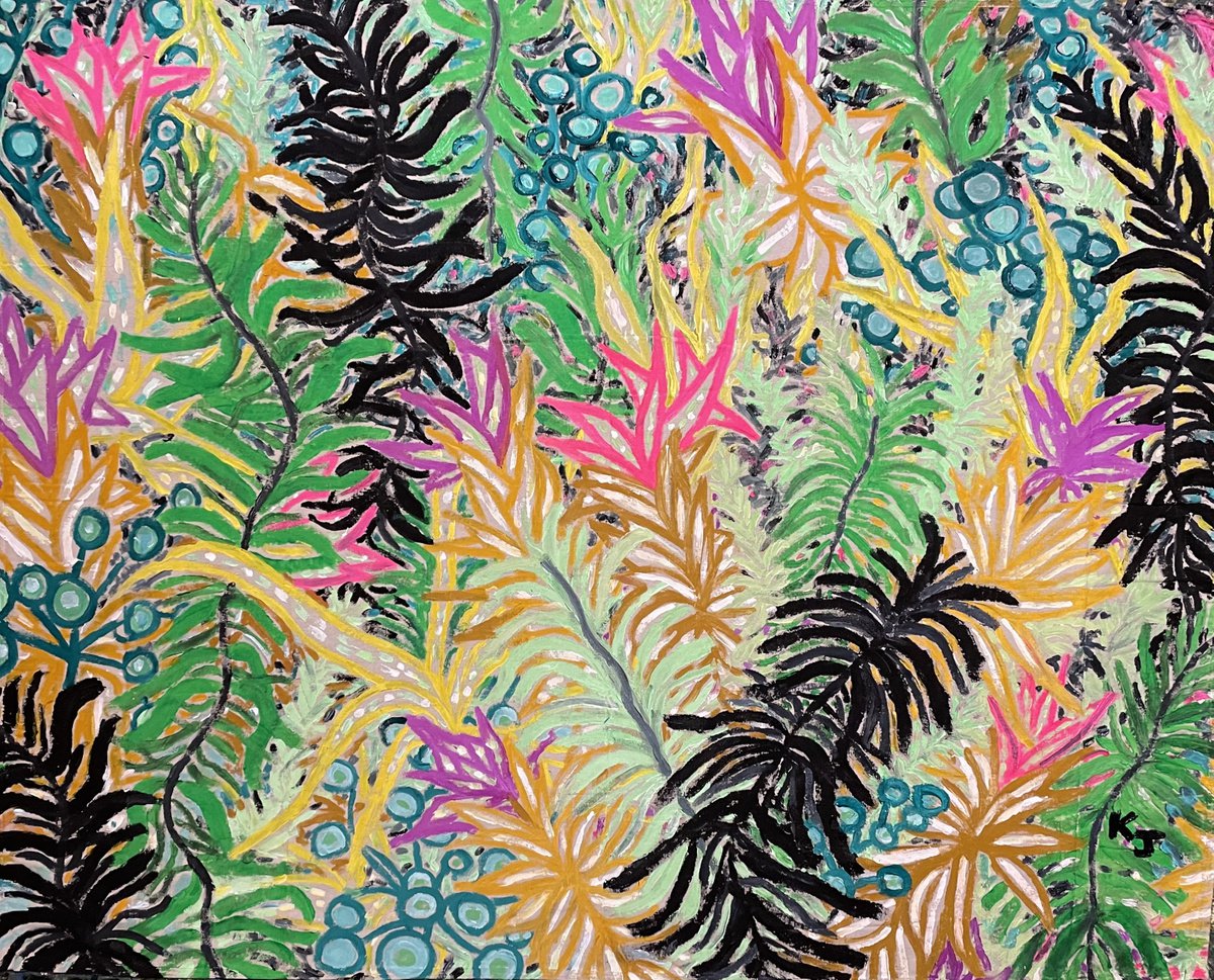 Expressive Botanical Acrylic Painting By Katie Jurkiewicz, 60 X 48", Gentle Waves, Original Artwork