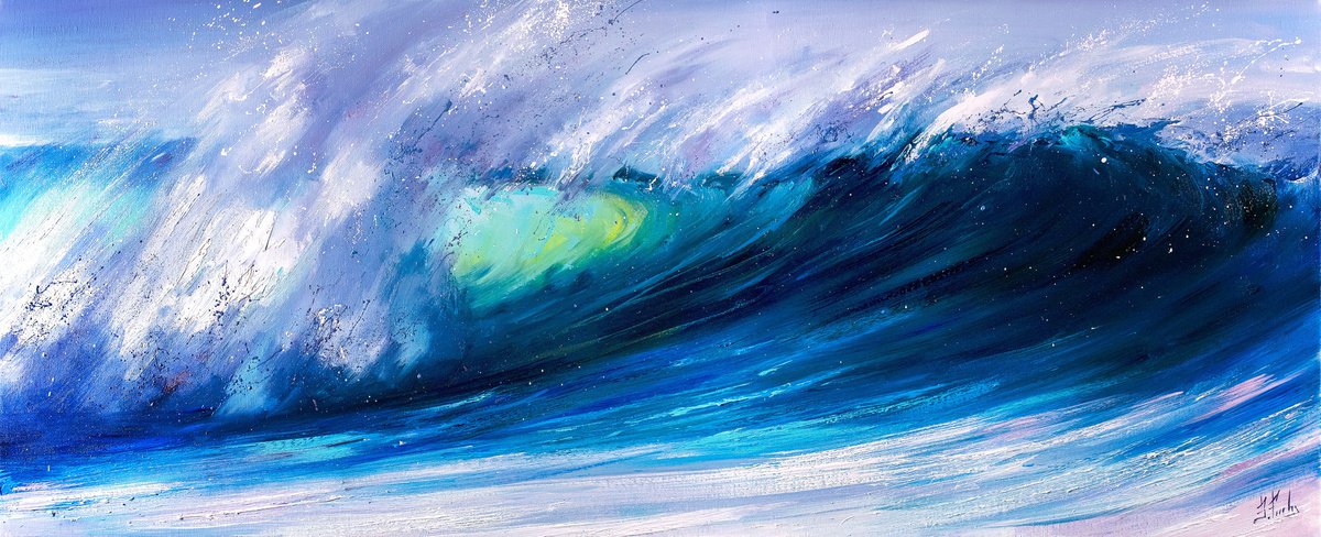 Ocean art Wave painting by Bozhena Fuchs