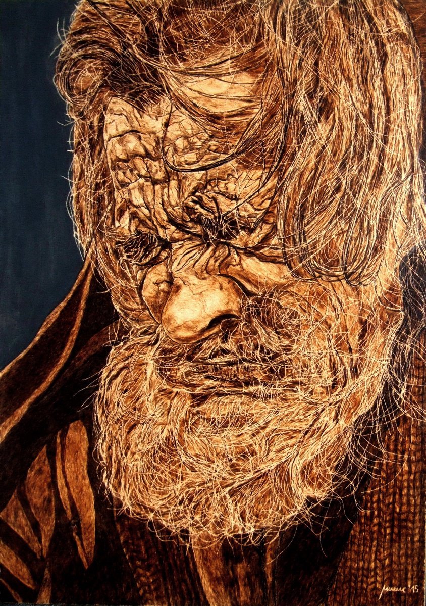 Expressive Drawing , Penance By Milis Pyrography, 20 X 28, Artwork For Sale On Artfinder